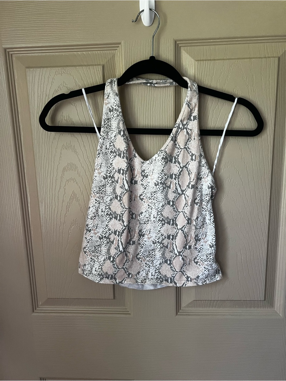 SHEIN Snake Print Satin Cami - White, Gray